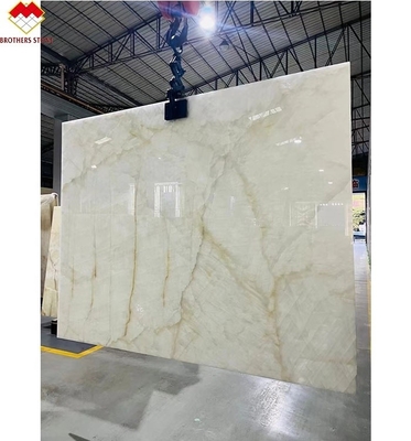 FOB Durchsichtiges Eis Spalt Weiß Onyx Marmor LED Hintergrundbeleuchtung Platte für Villa Hintergrundwand