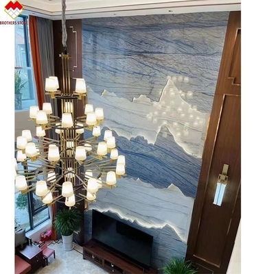 Hotel Wand und Bodengestaltung Blaue Macaubas Blauer Marmorstein mit weißen Venen Platte
