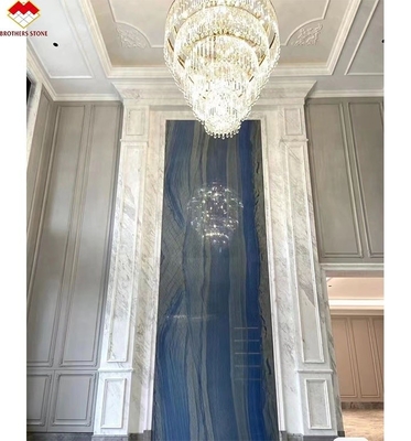 Hotel Wand und Bodengestaltung Blaue Macaubas Blauer Marmorstein mit weißen Venen Platte