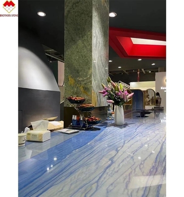 Hotel Wand und Bodengestaltung Blaue Macaubas Blauer Marmorstein mit weißen Venen Platte