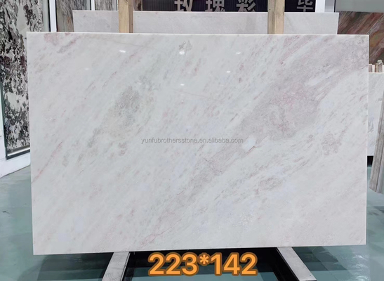 Modernes Design Villa Grafik mit durchscheinender leuchtender Rose Regenbogen Onyx Marmorplatte