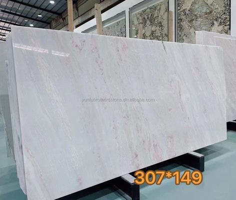 Modernes Design Villa Grafik mit durchscheinender leuchtender Rose Regenbogen Onyx Marmorplatte