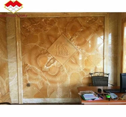 Oberflächenveredelung Poliertes Design Hintergrundlicht Orange Jade Stein für Becken und Esstisch