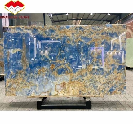 Natürliche durchsichtige Onyx-Slab Moderner blauer Onyx-Marmorstein für Badezimmerwand und Boden