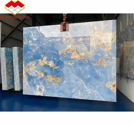 Natürliche durchsichtige Onyx-Slab Moderner blauer Onyx-Marmorstein für Badezimmerwand und Boden