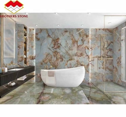 Natürliche durchsichtige Onyx-Slab Moderner blauer Onyx-Marmorstein für Badezimmerwand und Boden