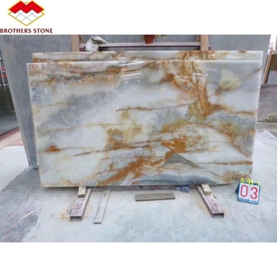 15-18 mm Dicke Marmor-Agatfliesen und goldene Saphir-Slab für die Innendekoration