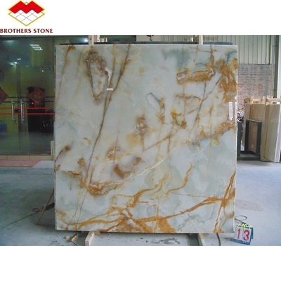 15-18 mm Dicke Marmor-Agatfliesen und goldene Saphir-Slab für die Innendekoration
