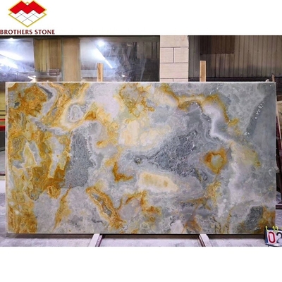 15-18 mm Dicke Marmor-Agatfliesen und goldene Saphir-Slab für die Innendekoration