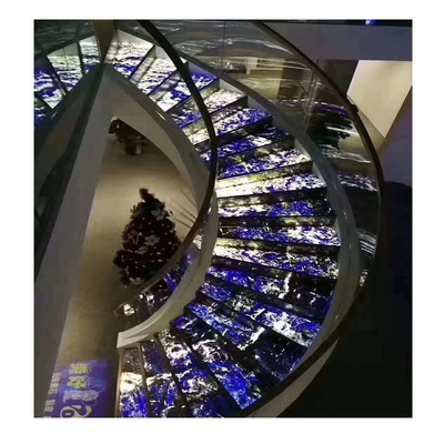 Moderne Innenarchitektur Multikolor Onyx Holz Ven Marmor Treppen mit Glasgeländer
