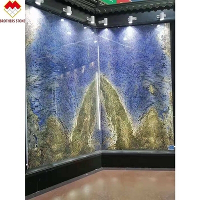Polsterter Traum Saphir Blau Onyx Quarzit Platten Luxus Stein Hintergrundlicht Durchsichtig