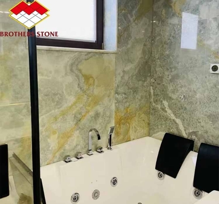 Moderne Hintergrundbeleuchtung Grüne Onyx Steinplatte 30 mm Dicke für Grafik Wohnzimmer Jade Wand