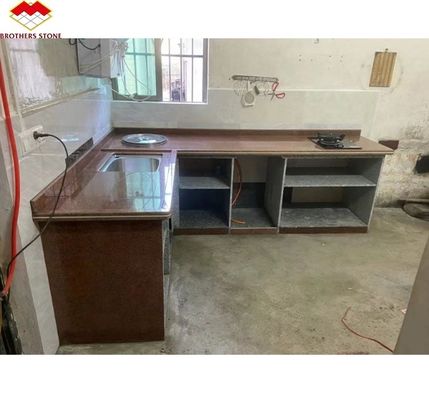 Modern polierter, geschliffener, chinesischer Naturstein, nach Maß geschnitten, roter Granitstein für die Küchenplatte