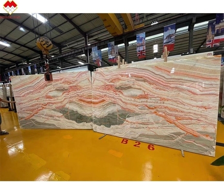 Konkurrenzfähige Onyx Stein Veneer Buch Match Farbenfrohe Onyx Bodenfliesen Hintergrundlicht Regenbogen