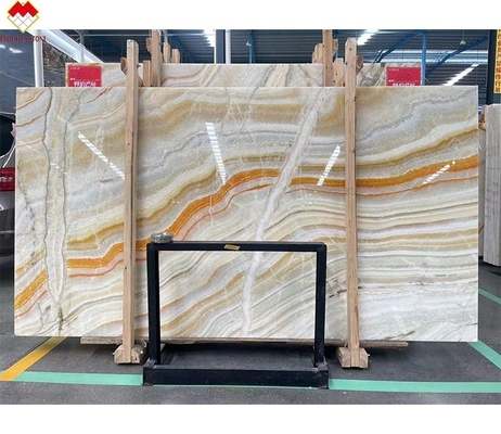 Konkurrenzfähige Onyx Stein Veneer Buch Match Farbenfrohe Onyx Bodenfliesen Hintergrundlicht Regenbogen