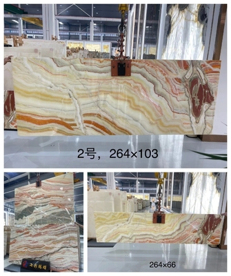 Durchsichtiger Regenbogen Onyx Stein für Villa Hintergrund CNF Polster Rot Drachen Onyx Marmor