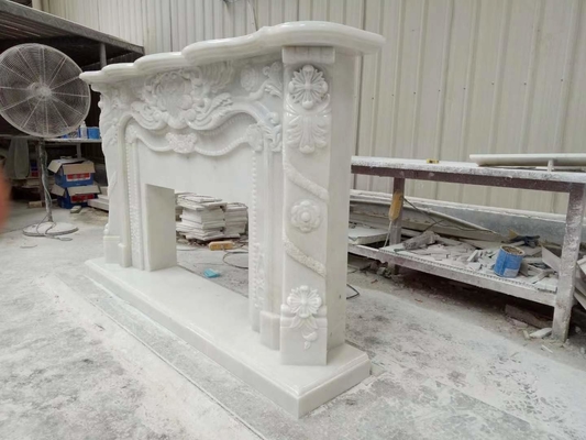 Modernes Design Weißer Marmor Kamin Umgebung für Wandmontage