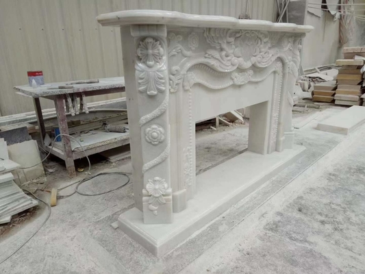 Modernes Design Weißer Marmor Kamin Umgebung für Wandmontage