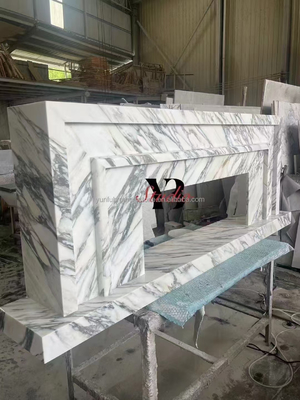 Modernes Design Weißer Marmor Kamin Umgebung für Wandmontage