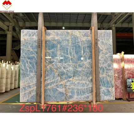 Moderne Fußbodenrevolution Durchscheinende Blaue Jade Onyx Steinfliesen für Wand und Boden