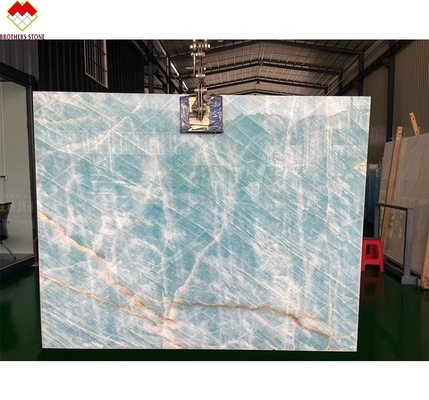Moderne Fußbodenrevolution Durchscheinende Blaue Jade Onyx Steinfliesen für Wand und Boden