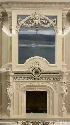 Moderner Kamin im europäischen Stil aus natürlichem Marmor im nordischen italienischen Stil mit Kamin für Wohnzimmer
