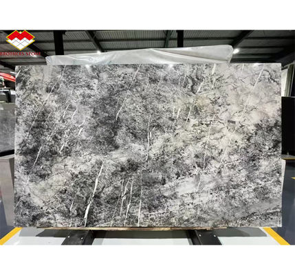 italienischer Naturstein Silbernürn Schwarz Grau Marmor texturierte Platte für Hauswand