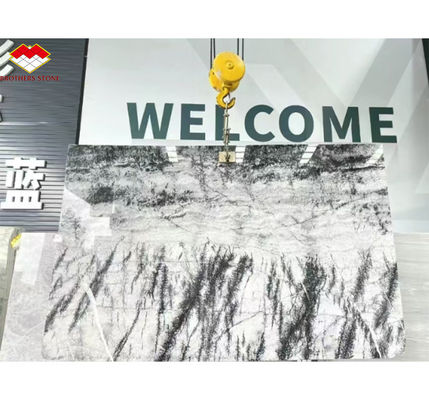 italienischer Naturstein Silbernürn Schwarz Grau Marmor texturierte Platte für Hauswand