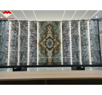 italienischer Naturstein Silbernürn Schwarz Grau Marmor texturierte Platte für Hauswand