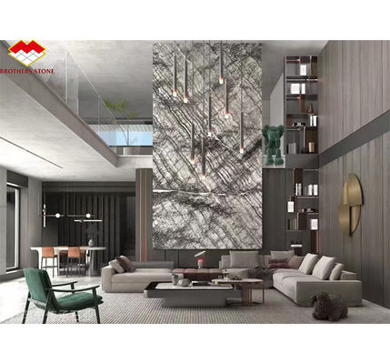 italienischer Naturstein Silbernürn Schwarz Grau Marmor texturierte Platte für Hauswand