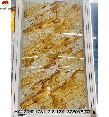 Innenarchitekturbuch mit gelbem Honig Onyx Marmorplatten für die Wand Hintergrund