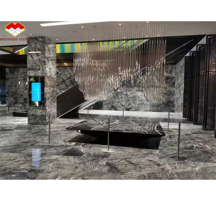 italienischer Naturstein Silbernürn Schwarz Grau Marmor texturierte Platte für Hauswand