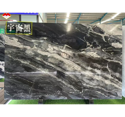 Kalzitmarmor Moderne Treppe Design mit Luxus brasilianischen kosmischen schwarzen Granitplatte