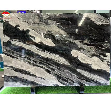 Kalzitmarmor Moderne Treppe Design mit Luxus brasilianischen kosmischen schwarzen Granitplatte