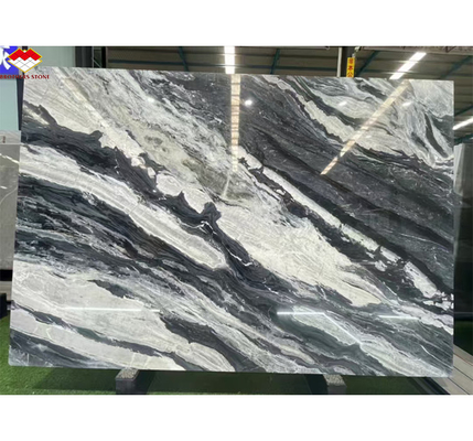 Kalzitmarmor Moderne Treppe Design mit Luxus brasilianischen kosmischen schwarzen Granitplatte