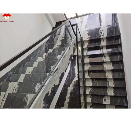 Kalzitmarmor Moderne Treppe Design mit Luxus brasilianischen kosmischen schwarzen Granitplatte