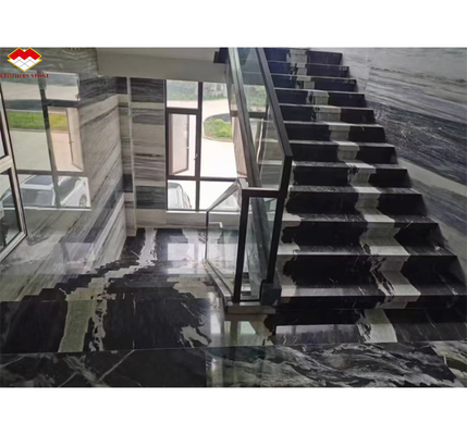 Kalzitmarmor Moderne Treppe Design mit Luxus brasilianischen kosmischen schwarzen Granitplatte