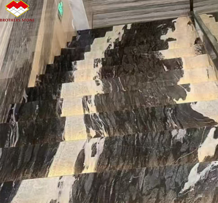 Kalzitmarmor Moderne Treppe Design mit Luxus brasilianischen kosmischen schwarzen Granitplatte
