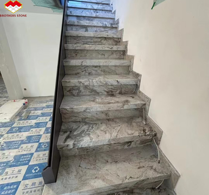 Hotel Treppe und Boden Dekoration Italien Naturbraune Marmorfliesen mit Flussader
