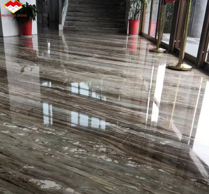 Hotel Treppe und Boden Dekoration Italien Naturbraune Marmorfliesen mit Flussader