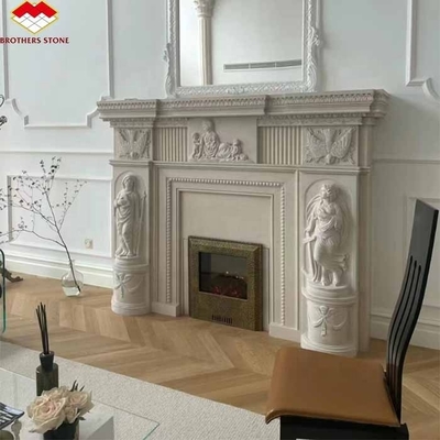 Freistehende moderne Innenraum Royal Botticino Marmor Dekor Creme Shanna Beige Marmor für Kamin Tischplatte Umgeben