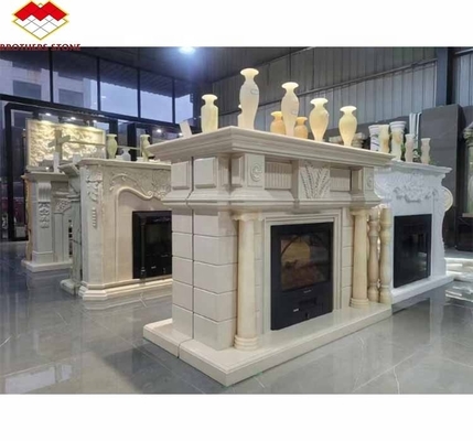 Freistehende moderne Innenraum Royal Botticino Marmor Dekor Creme Shanna Beige Marmor für Kamin Tischplatte Umgeben