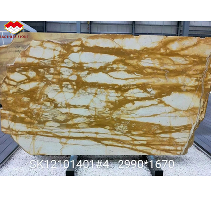 Moderne Design-Stil Italien Luxus-Große Platte Sienna Goldmarmorfliese für Hotelwand und Tisch
