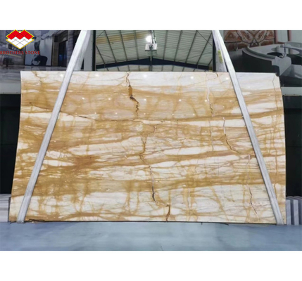 Moderne Design-Stil Italien Luxus-Große Platte Sienna Goldmarmorfliese für Hotelwand und Tisch
