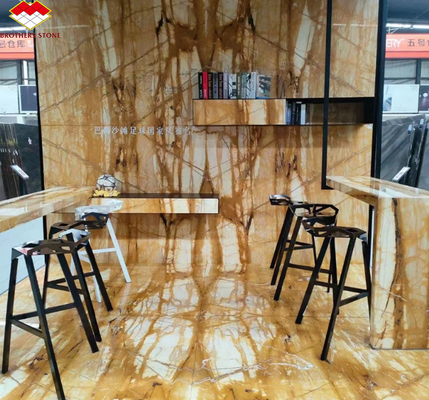 Moderne Design-Stil Italien Luxus-Große Platte Sienna Goldmarmorfliese für Hotelwand und Tisch