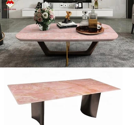 Große Platte Pink Onyx Stein Durchsichtig Dünn Rose Rosa Jade Quarz für Villa Wand Boden
