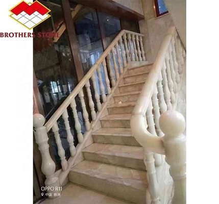 Weiß-grüner Onyx-Marmor-Handgriff für Treppen modern polierte Balustraden