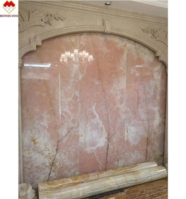 Große Platte Pink Onyx Stein Durchsichtig Dünn Rose Rosa Jade Quarz für Villa Wand Boden