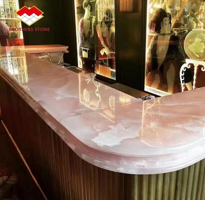 Große Platte Pink Onyx Stein Durchsichtig Dünn Rose Rosa Jade Quarz für Villa Wand Boden