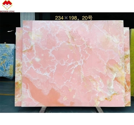 Große Platte Pink Onyx Stein Durchsichtig Dünn Rose Rosa Jade Quarz für Villa Wand Boden
